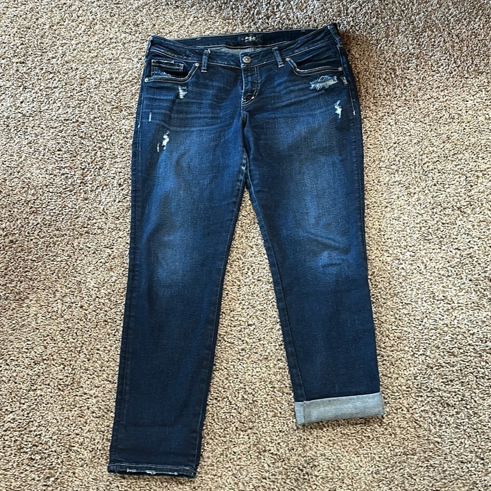 Silver crop jeans